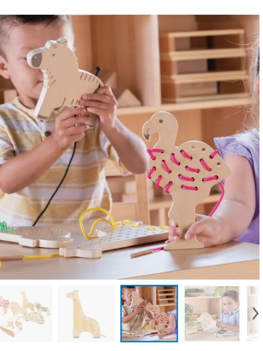Kaplan Safari Wooden Lacing Animals - Set of 5 (New in Box)